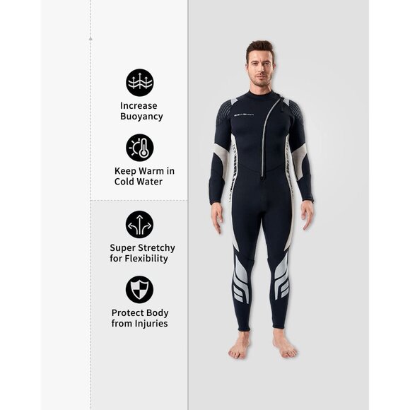 Seaskin 3mm Full Body Wetsuit Men's Size XXXL (READ MEASUREMENTS IN DESCRIPTION) - Picture 6 of 10